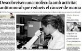 Descobreixen una molècula amb activitat antitumoral que redueix el càncer de mama